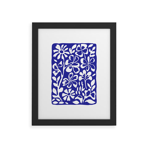DorisciciArt Indigo boho floral Framed Art Print
