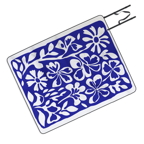 DorisciciArt Indigo boho floral Picnic Blanket