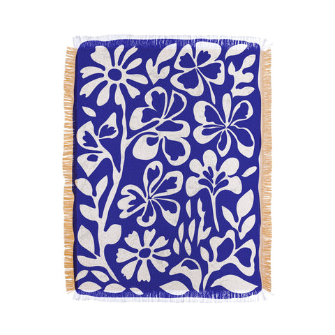 DorisciciArt Indigo boho floral Throw Blanket