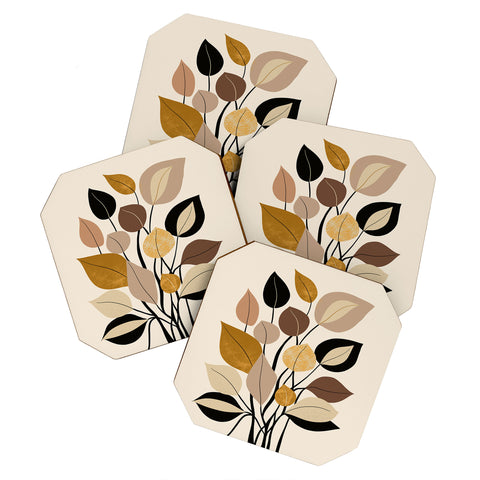 DorisciciArt Leaf collection Coaster Set