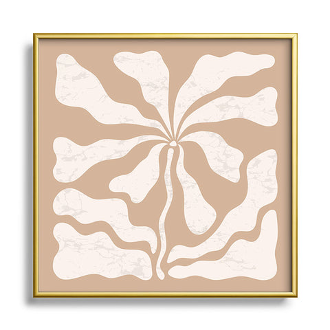 DorisciciArt Mid Century Modern Floral C Square Metal Framed Art Print
