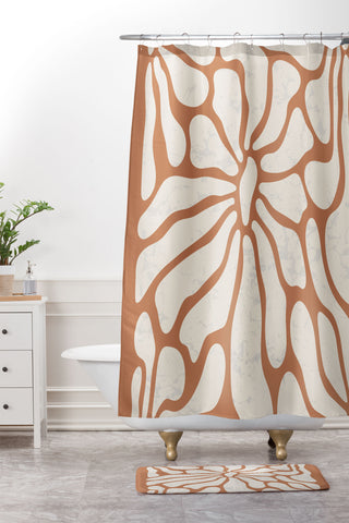 DorisciciArt Mid Century Modern Floral D Shower Curtain And Mat