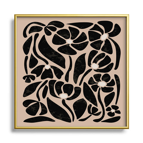 DorisciciArt Mid Century Modern Floral F Square Metal Framed Art Print