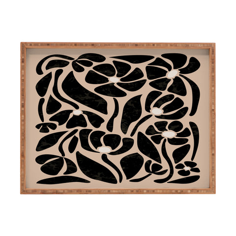 DorisciciArt Mid Century Modern Floral F Rectangular Tray