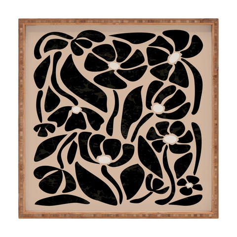 DorisciciArt Mid Century Modern Floral F Square Tray