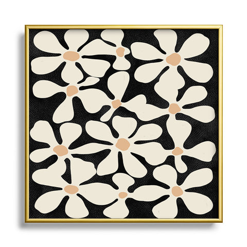 DorisciciArt Midnight Bohemian Floral Square Metal Framed Art Print