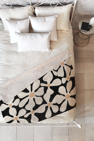 DorisciciArt Midnight Bohemian Floral Fleece Throw Blanket