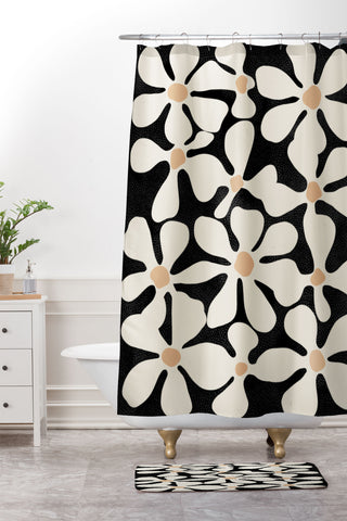 DorisciciArt Midnight Bohemian Floral Shower Curtain And Mat