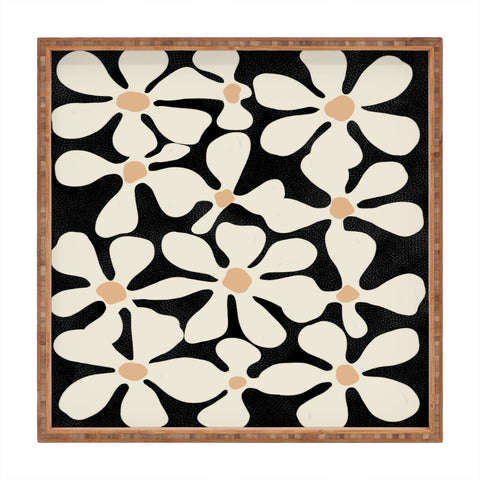 DorisciciArt Midnight Bohemian Floral Square Tray