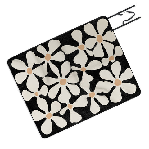 DorisciciArt Midnight Bohemian Floral Picnic Blanket