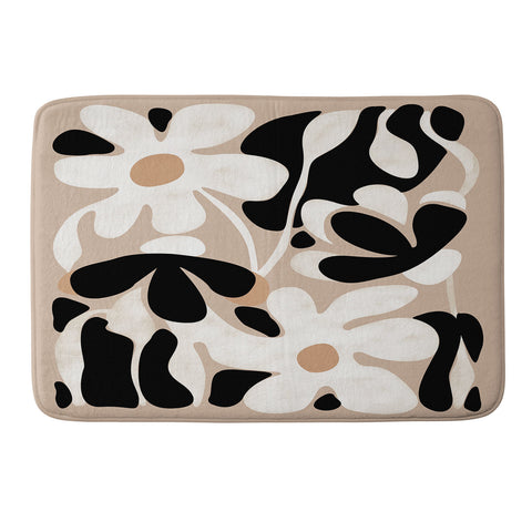 DorisciciArt monochrome flowers Memory Foam Bath Mat