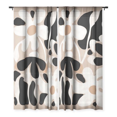 DorisciciArt monochrome flowers Sheer Non Repeat