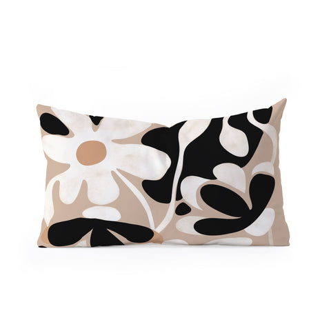 DorisciciArt monochrome flowers Oblong Throw Pillow