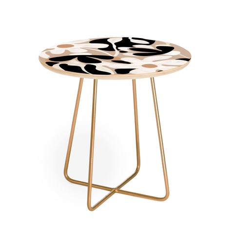 DorisciciArt monochrome flowers Round Side Table