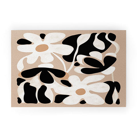DorisciciArt monochrome flowers Welcome Mat