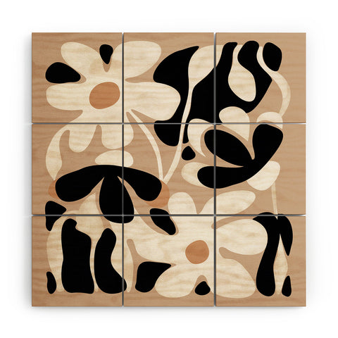 DorisciciArt monochrome flowers Wood Wall Mural