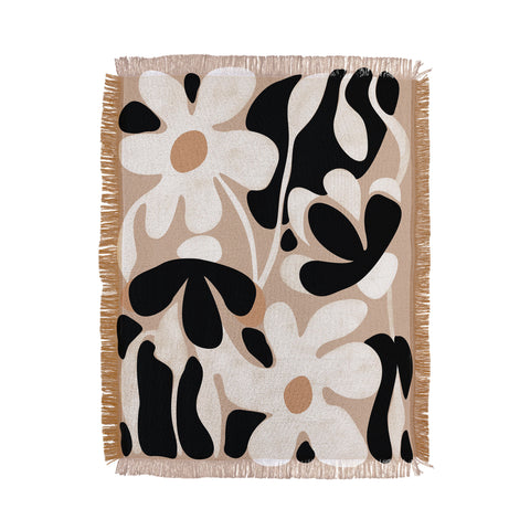 DorisciciArt monochrome flowers Throw Blanket