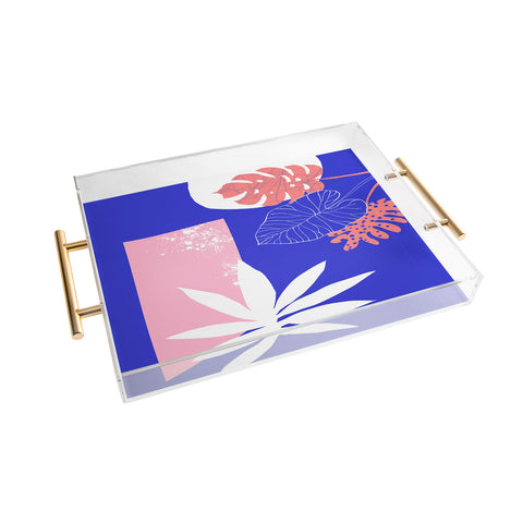 DorisciciArt pink and blue Acrylic Tray