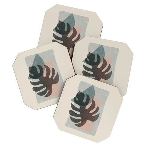 DreamPrintDesigns Abstract Leaf Art Coaster Set