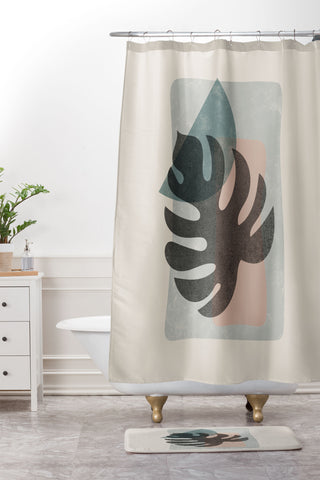 DreamPrintDesigns Abstract Leaf Art Shower Curtain And Mat