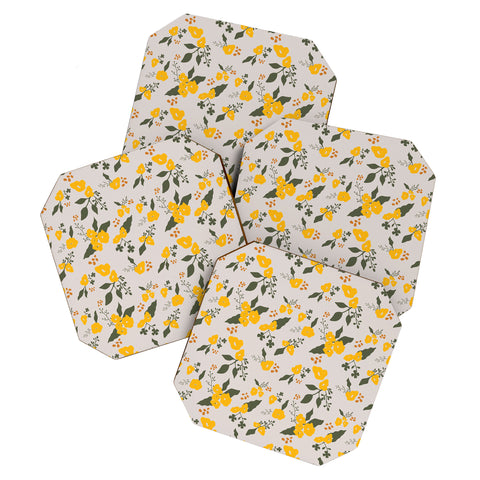 DreamPrintDesigns Flower Market Yellow Flowers Coaster Set