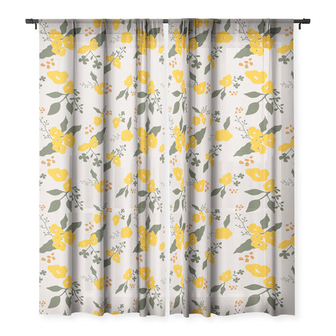DreamPrintDesigns Flower Market Yellow Flowers Sheer Non Repeat