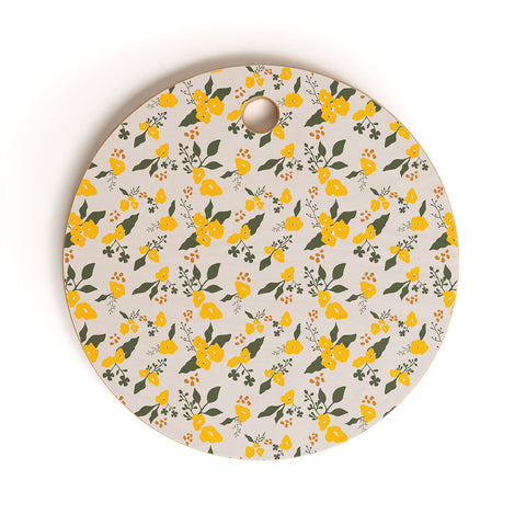 DreamPrintDesigns Flower Market Yellow Flowers Cutting Board Round