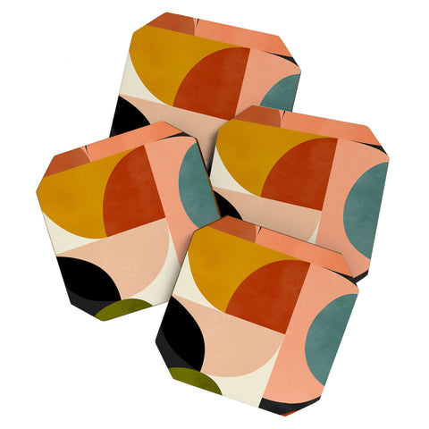 DreamPrintDesigns Geometric Abstract Mid Century Coaster Set
