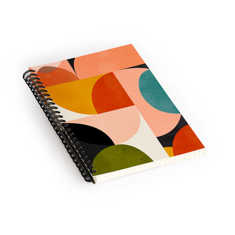 DreamPrintDesigns Geometric Abstract Mid Century Spiral Notebook