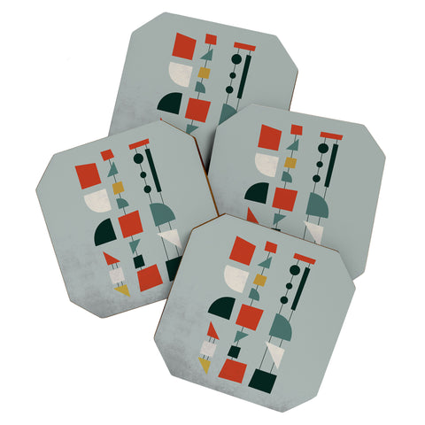 DreamPrintDesigns Mid Century Modern Abstract Shapes Coaster Set