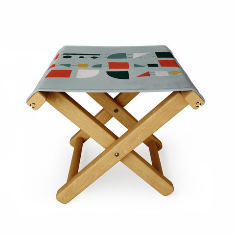 DreamPrintDesigns Mid Century Modern Abstract Shapes Folding Stool