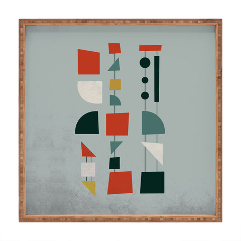 DreamPrintDesigns Mid Century Modern Abstract Shapes Square Tray