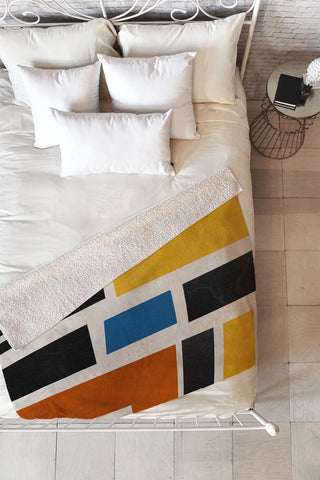 DreamPrintDesigns Mid Century Primary Colors Fleece Throw Blanket