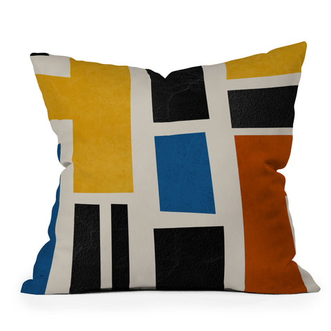 DreamPrintDesigns Mid Century Primary Colors Outdoor Throw Pillow
