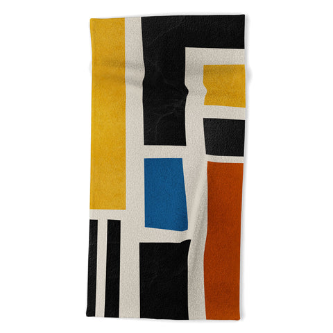 DreamPrintDesigns Mid Century Primary Colors Beach Towel