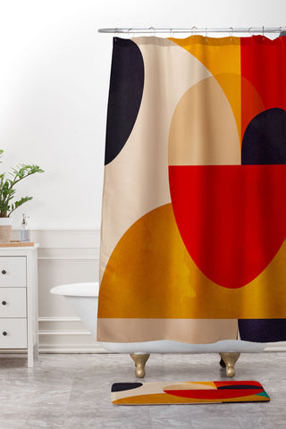 DreamPrintDesigns Modern Abstract Mid Century 2 Shower Curtain And Mat