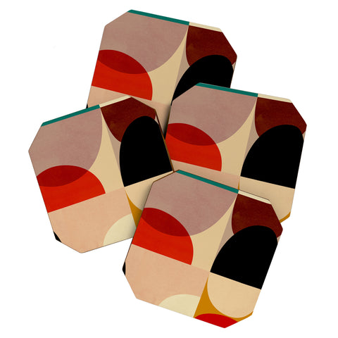 DreamPrintDesigns Modern Abstract Mid Century 3 Coaster Set