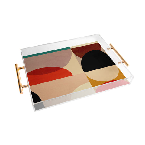 DreamPrintDesigns Modern Abstract Mid Century 3 Acrylic Tray