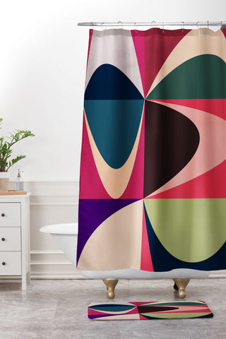 DreamPrintDesigns Modern Mid Century Patchouli 2 Shower Curtain And Mat