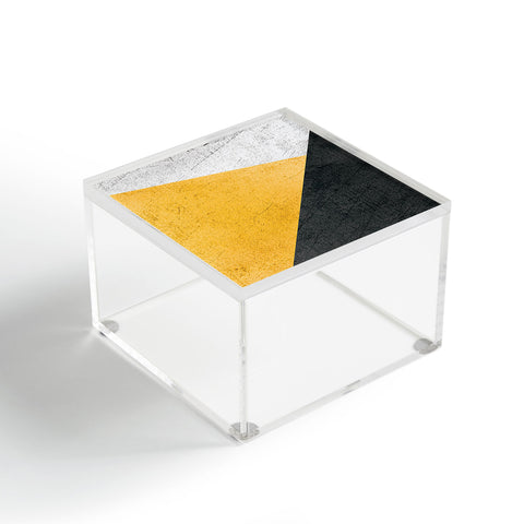DreamPrintDesigns Modern Yellow Black Geometric Acrylic Box