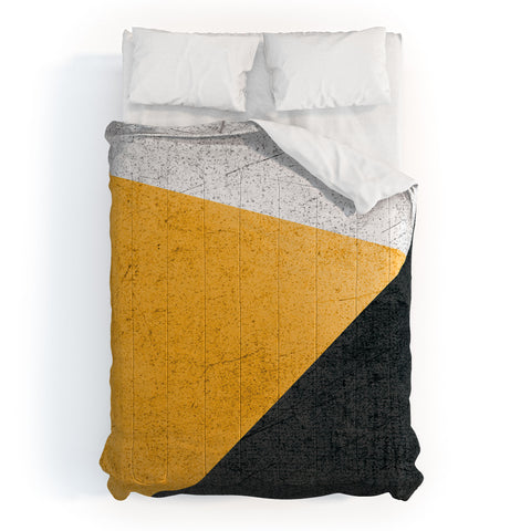 DreamPrintDesigns Modern Yellow Black Geometric Comforter
