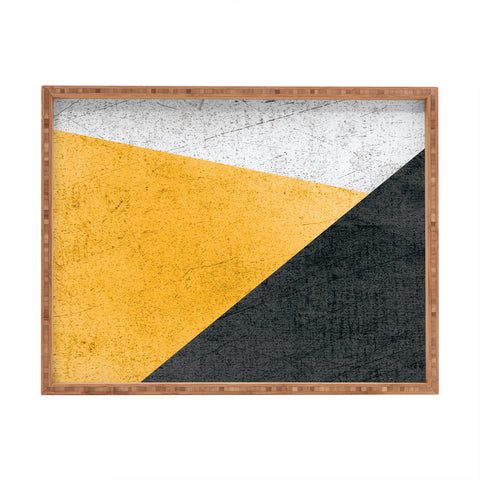 DreamPrintDesigns Modern Yellow Black Geometric Rectangular Tray