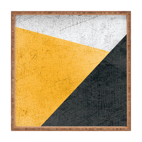 DreamPrintDesigns Modern Yellow Black Geometric Square Tray