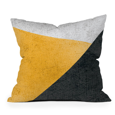 DreamPrintDesigns Modern Yellow Black Geometric Throw Pillow
