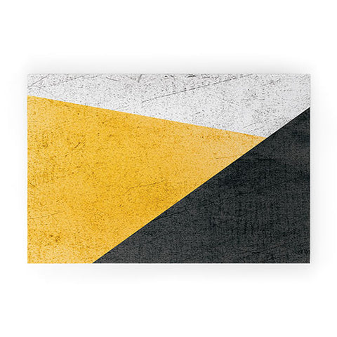 DreamPrintDesigns Modern Yellow Black Geometric Welcome Mat