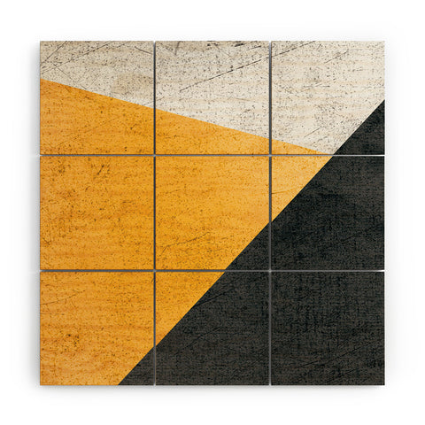 DreamPrintDesigns Modern Yellow Black Geometric Wood Wall Mural