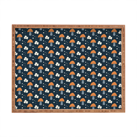 DreamPrintDesigns Orange Mushroom White Flowers Rectangular Tray