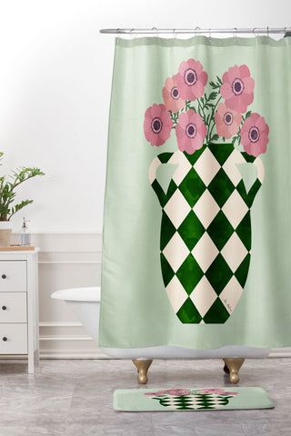 El buen limon Anemones and vase Shower Curtain And Mat