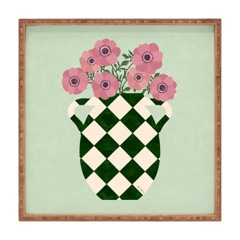 El buen limon Anemones and vase Square Tray