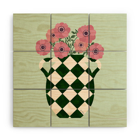 El buen limon Anemones and vase Wood Wall Mural
